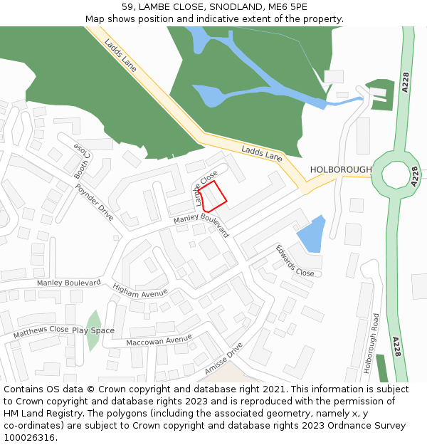 59, LAMBE CLOSE, SNODLAND, ME6 5PE: Location map and indicative extent of plot