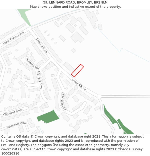 59, LENNARD ROAD, BROMLEY, BR2 8LN: Location map and indicative extent of plot