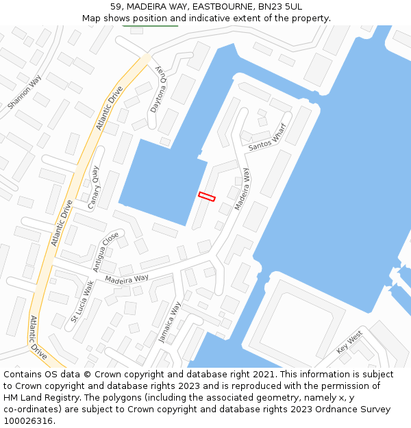 59, MADEIRA WAY, EASTBOURNE, BN23 5UL: Location map and indicative extent of plot