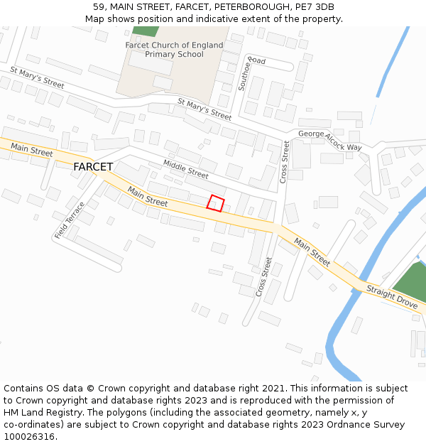 59, MAIN STREET, FARCET, PETERBOROUGH, PE7 3DB: Location map and indicative extent of plot