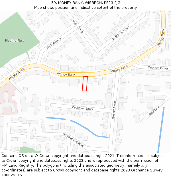59, MONEY BANK, WISBECH, PE13 2JG: Location map and indicative extent of plot