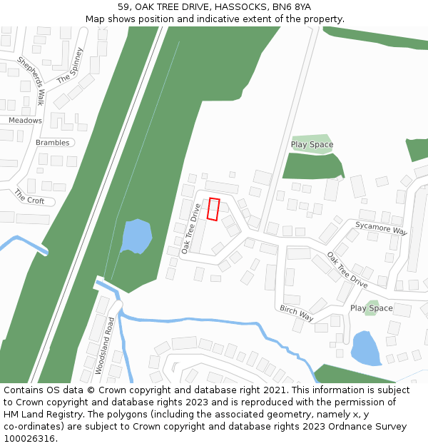 59, OAK TREE DRIVE, HASSOCKS, BN6 8YA: Location map and indicative extent of plot