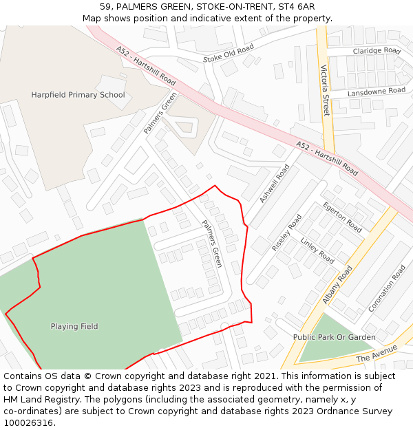 59, PALMERS GREEN, STOKE-ON-TRENT, ST4 6AR: Location map and indicative extent of plot