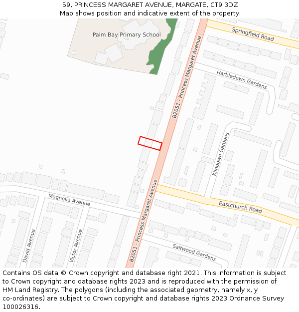 59, PRINCESS MARGARET AVENUE, MARGATE, CT9 3DZ: Location map and indicative extent of plot