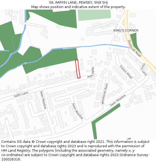 59, RAFFIN LANE, PEWSEY, SN9 5HJ: Location map and indicative extent of plot