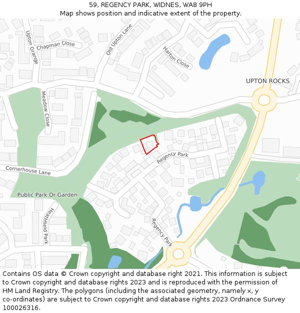 59, REGENCY PARK, WIDNES, WA8 9PH: Location map and indicative extent of plot