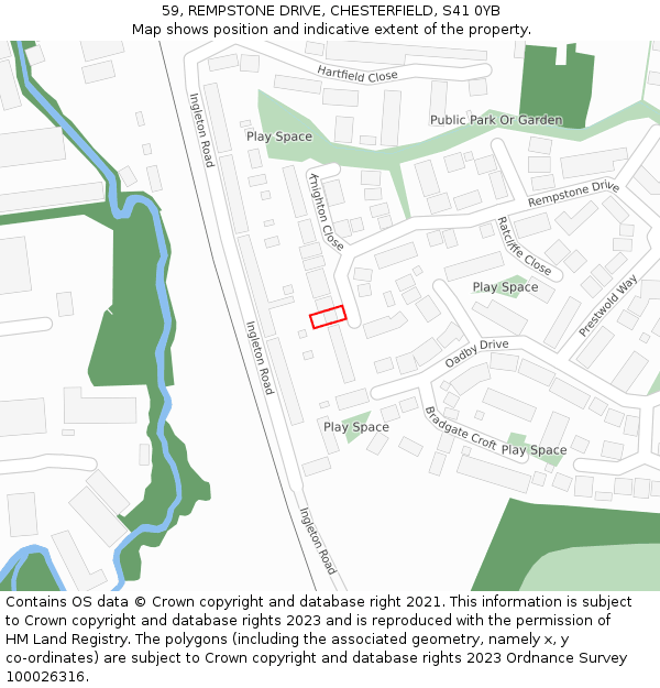 59, REMPSTONE DRIVE, CHESTERFIELD, S41 0YB: Location map and indicative extent of plot