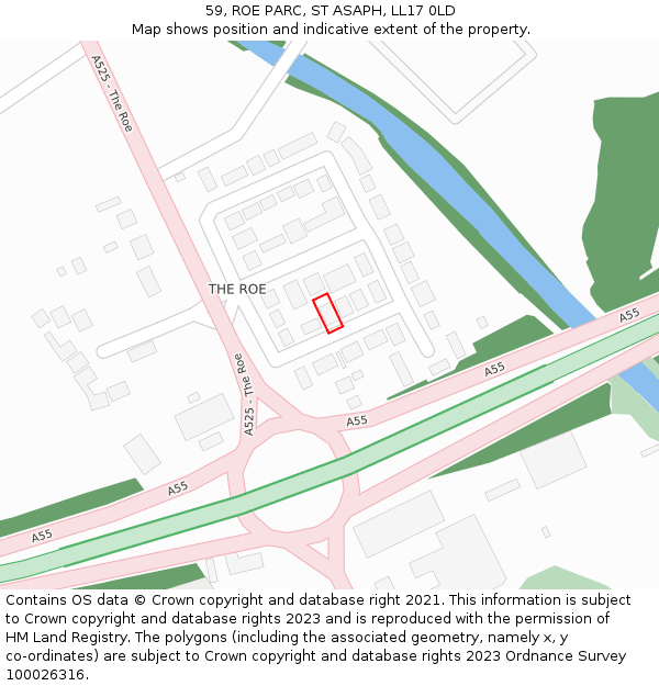 59, ROE PARC, ST ASAPH, LL17 0LD: Location map and indicative extent of plot