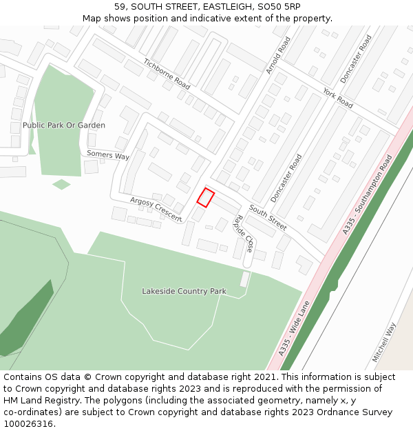 59, SOUTH STREET, EASTLEIGH, SO50 5RP: Location map and indicative extent of plot