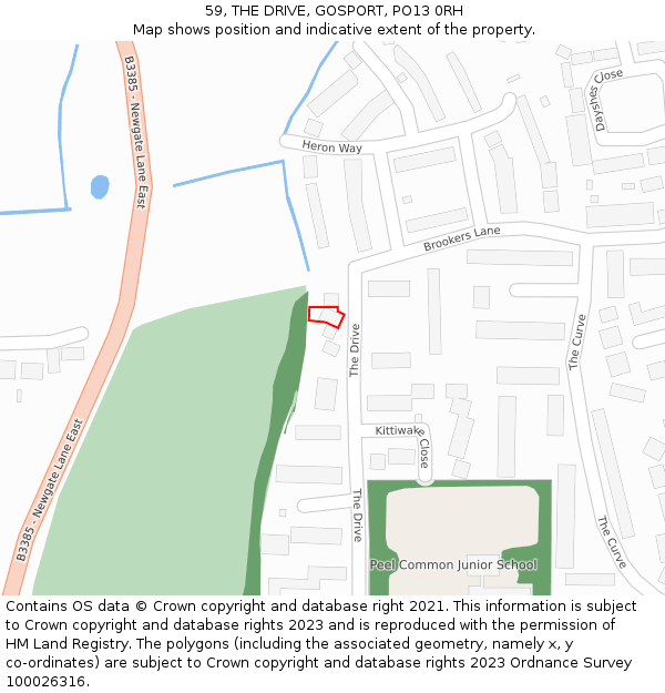 59, THE DRIVE, GOSPORT, PO13 0RH: Location map and indicative extent of plot