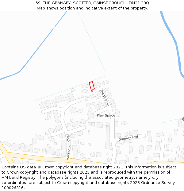 59, THE GRANARY, SCOTTER, GAINSBOROUGH, DN21 3RQ: Location map and indicative extent of plot