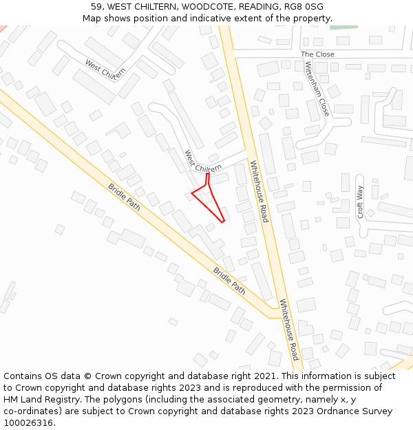 59, WEST CHILTERN, WOODCOTE, READING, RG8 0SG: Location map and indicative extent of plot