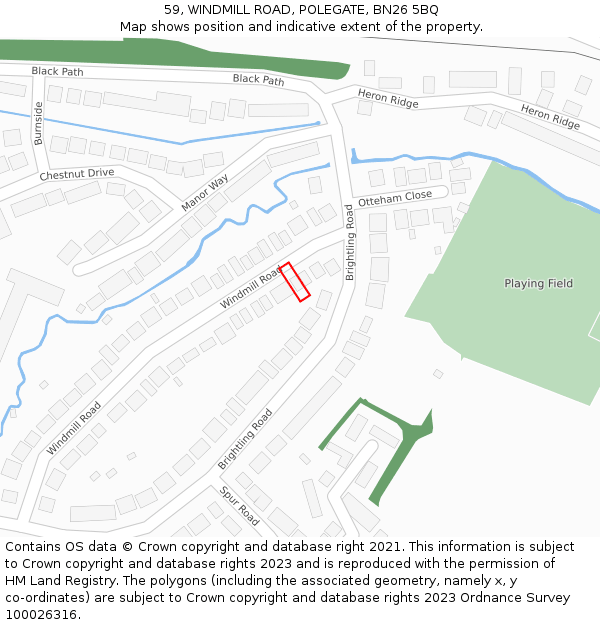 59, WINDMILL ROAD, POLEGATE, BN26 5BQ: Location map and indicative extent of plot