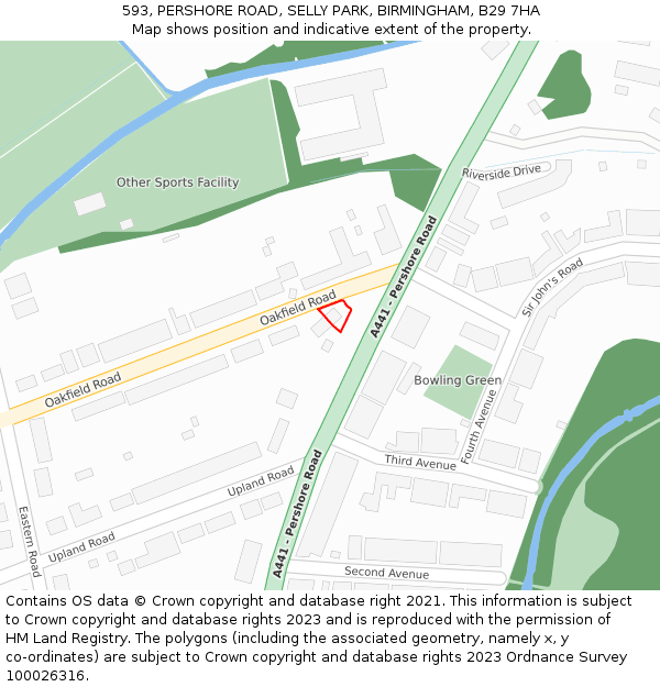 593, PERSHORE ROAD, SELLY PARK, BIRMINGHAM, B29 7HA: Location map and indicative extent of plot