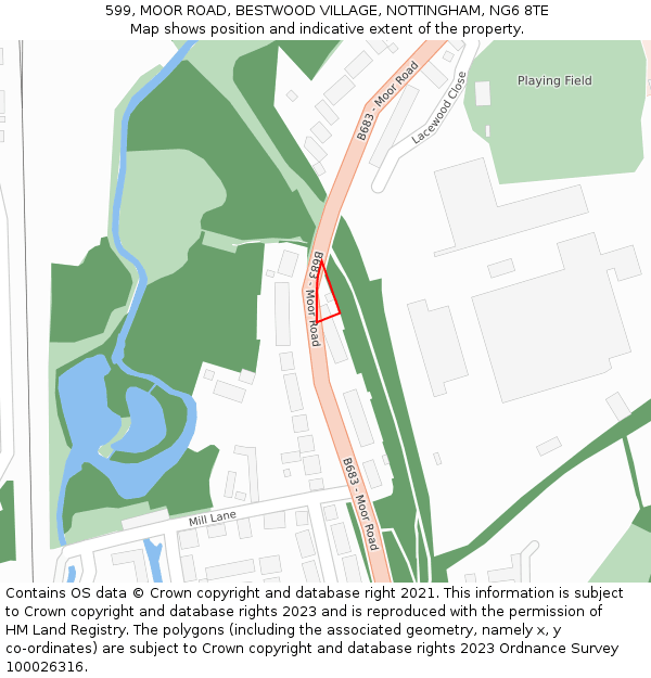 599, MOOR ROAD, BESTWOOD VILLAGE, NOTTINGHAM, NG6 8TE: Location map and indicative extent of plot