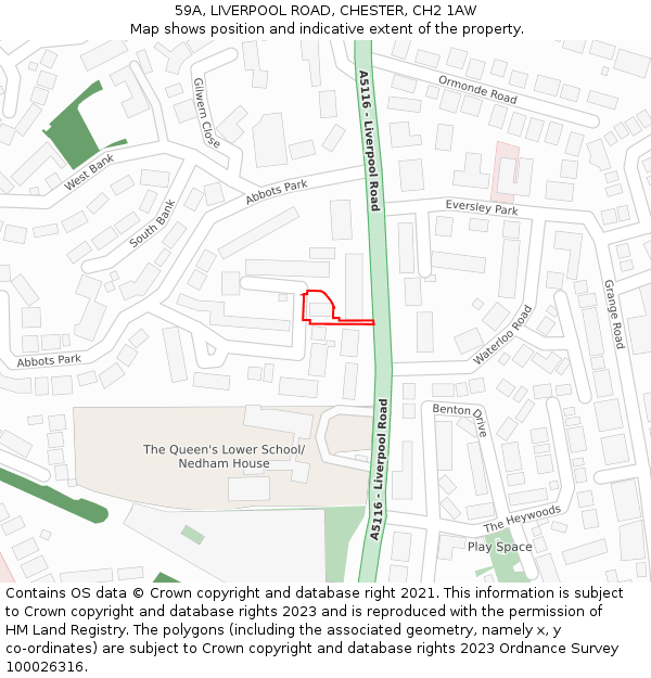 59A, LIVERPOOL ROAD, CHESTER, CH2 1AW: Location map and indicative extent of plot