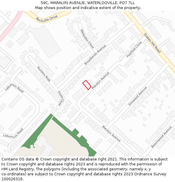 59C, MARALYN AVENUE, WATERLOOVILLE, PO7 7LL: Location map and indicative extent of plot