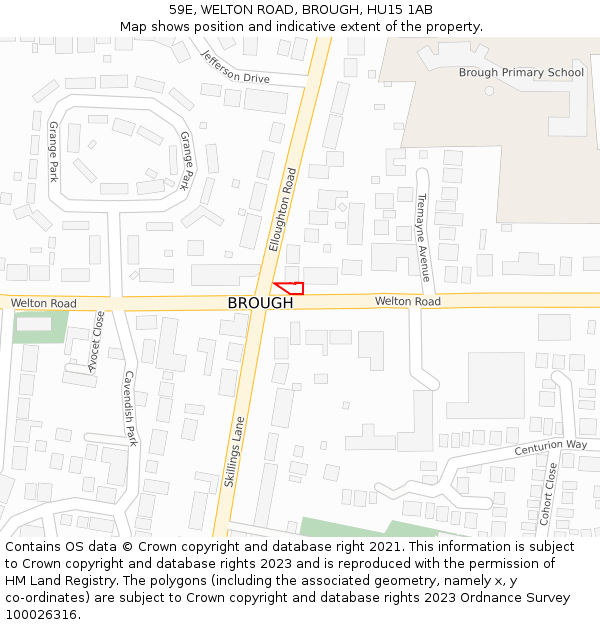 59E, WELTON ROAD, BROUGH, HU15 1AB: Location map and indicative extent of plot