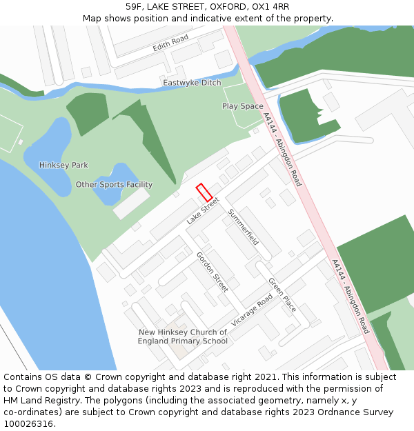 59F, LAKE STREET, OXFORD, OX1 4RR: Location map and indicative extent of plot