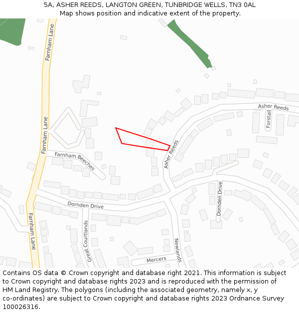 5A, ASHER REEDS, LANGTON GREEN, TUNBRIDGE WELLS, TN3 0AL: Location map and indicative extent of plot