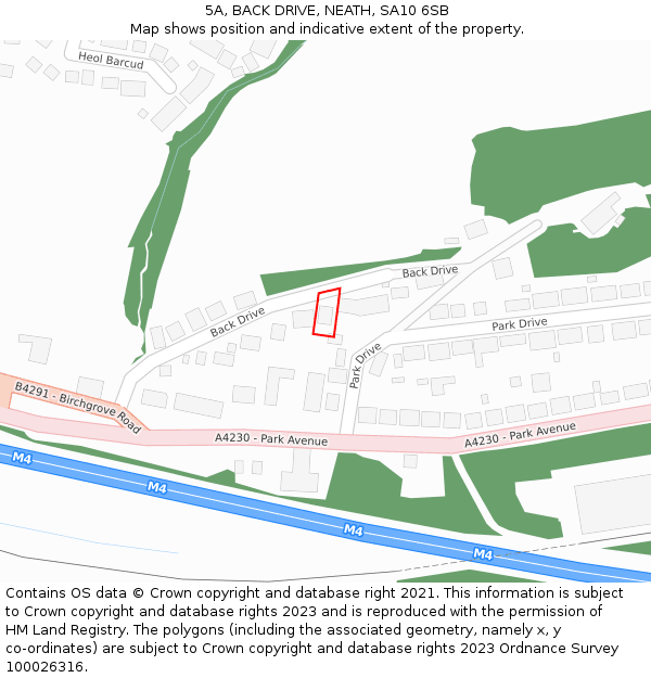 5A, BACK DRIVE, NEATH, SA10 6SB: Location map and indicative extent of plot