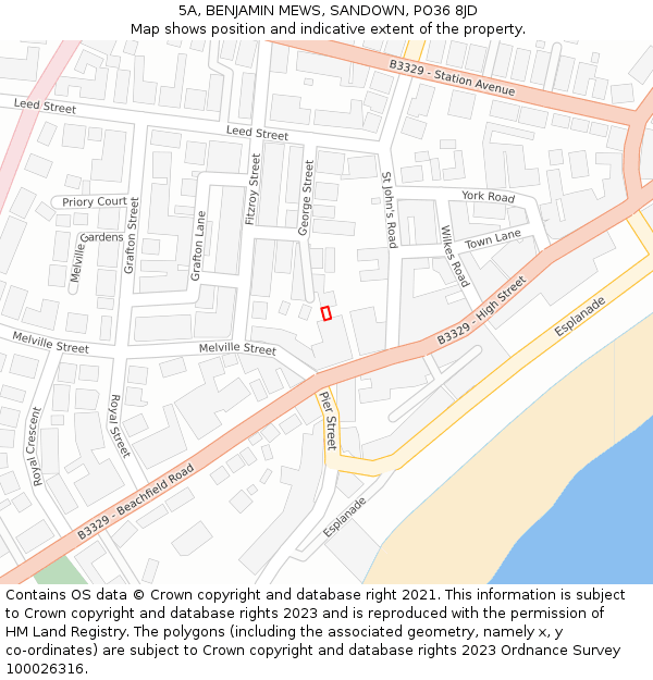 5A, BENJAMIN MEWS, SANDOWN, PO36 8JD: Location map and indicative extent of plot