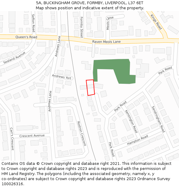 5A, BUCKINGHAM GROVE, FORMBY, LIVERPOOL, L37 6ET: Location map and indicative extent of plot