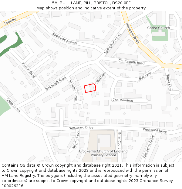 5A, BULL LANE, PILL, BRISTOL, BS20 0EF: Location map and indicative extent of plot