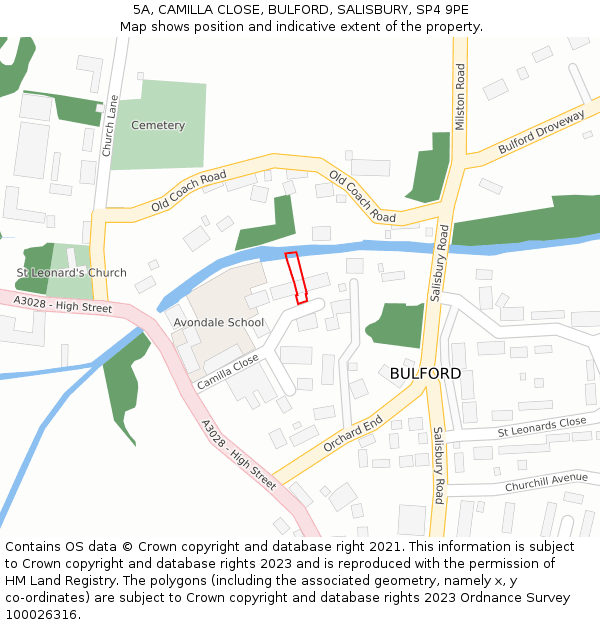 5A, CAMILLA CLOSE, BULFORD, SALISBURY, SP4 9PE: Location map and indicative extent of plot