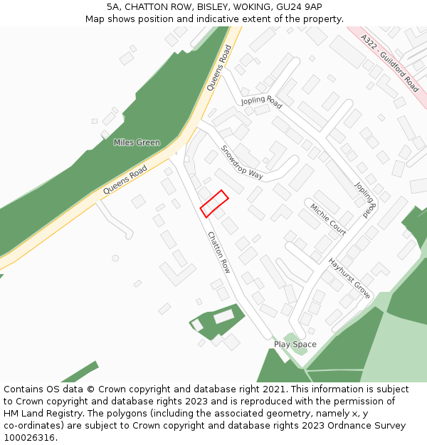 5A, CHATTON ROW, BISLEY, WOKING, GU24 9AP: Location map and indicative extent of plot