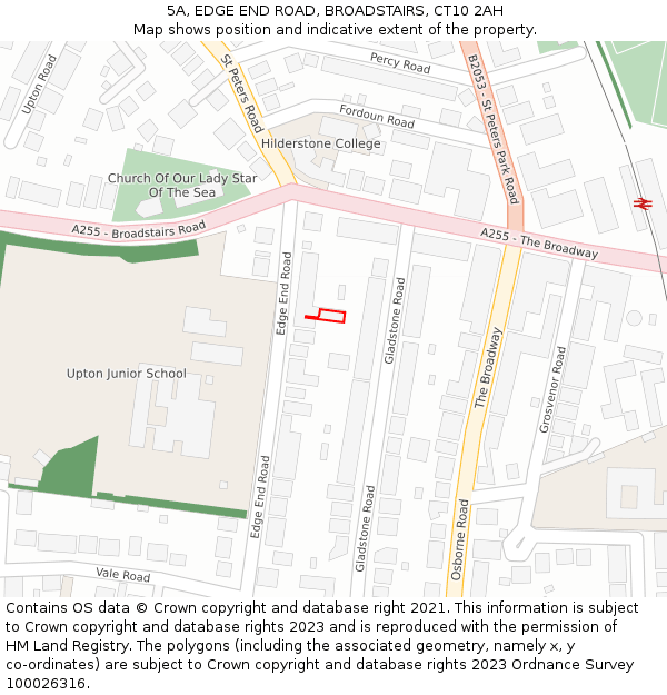 5A, EDGE END ROAD, BROADSTAIRS, CT10 2AH: Location map and indicative extent of plot