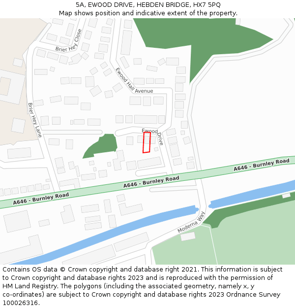 5A, EWOOD DRIVE, HEBDEN BRIDGE, HX7 5PQ: Location map and indicative extent of plot