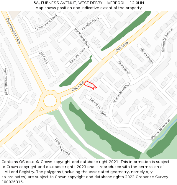 5A, FURNESS AVENUE, WEST DERBY, LIVERPOOL, L12 0HN: Location map and indicative extent of plot