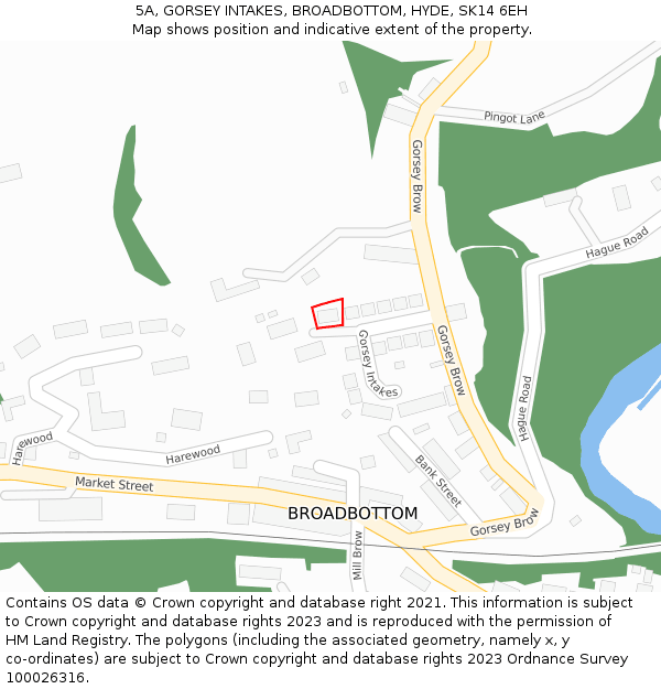 5A, GORSEY INTAKES, BROADBOTTOM, HYDE, SK14 6EH: Location map and indicative extent of plot