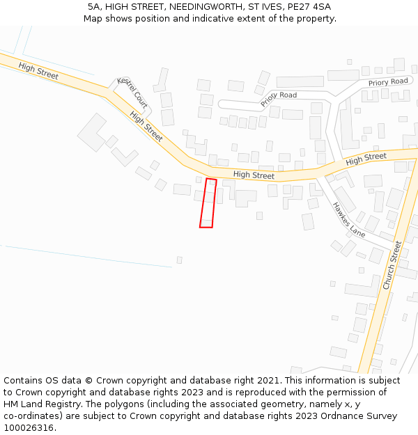 5A, HIGH STREET, NEEDINGWORTH, ST IVES, PE27 4SA: Location map and indicative extent of plot