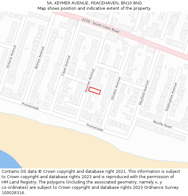 5A, KEYMER AVENUE, PEACEHAVEN, BN10 8NG: Location map and indicative extent of plot