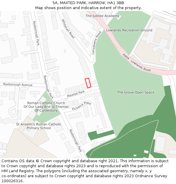 5A, MAXTED PARK, HARROW, HA1 3BB: Location map and indicative extent of plot