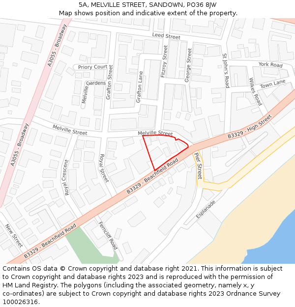 5A, MELVILLE STREET, SANDOWN, PO36 8JW: Location map and indicative extent of plot