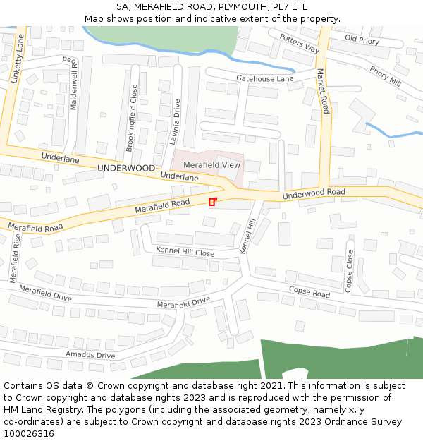 5A, MERAFIELD ROAD, PLYMOUTH, PL7 1TL: Location map and indicative extent of plot