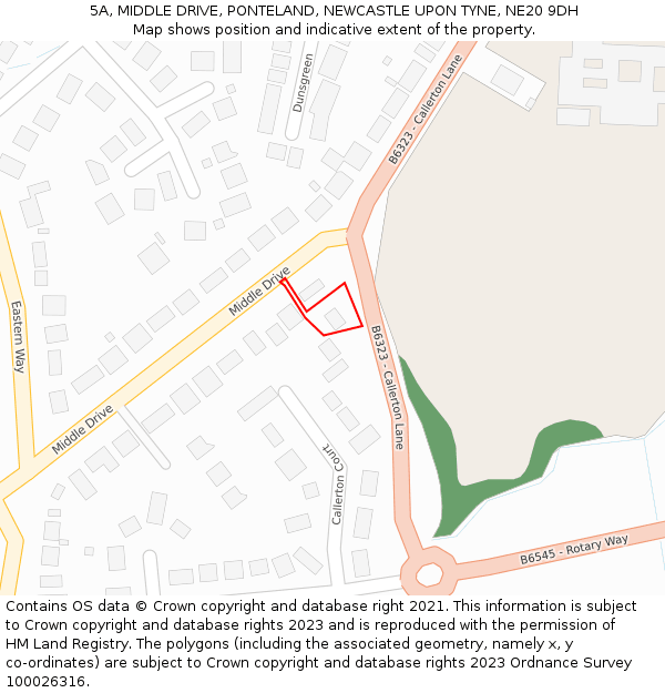 5A, MIDDLE DRIVE, PONTELAND, NEWCASTLE UPON TYNE, NE20 9DH: Location map and indicative extent of plot