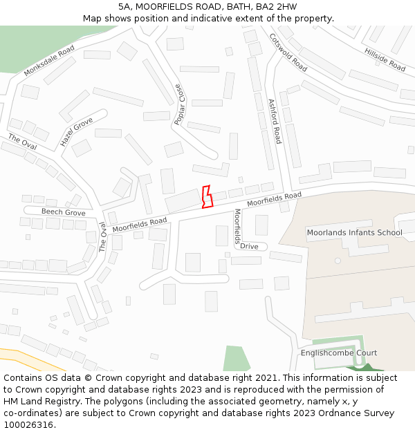 5A, MOORFIELDS ROAD, BATH, BA2 2HW: Location map and indicative extent of plot