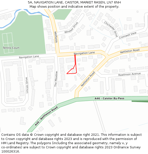 5A, NAVIGATION LANE, CAISTOR, MARKET RASEN, LN7 6NH: Location map and indicative extent of plot