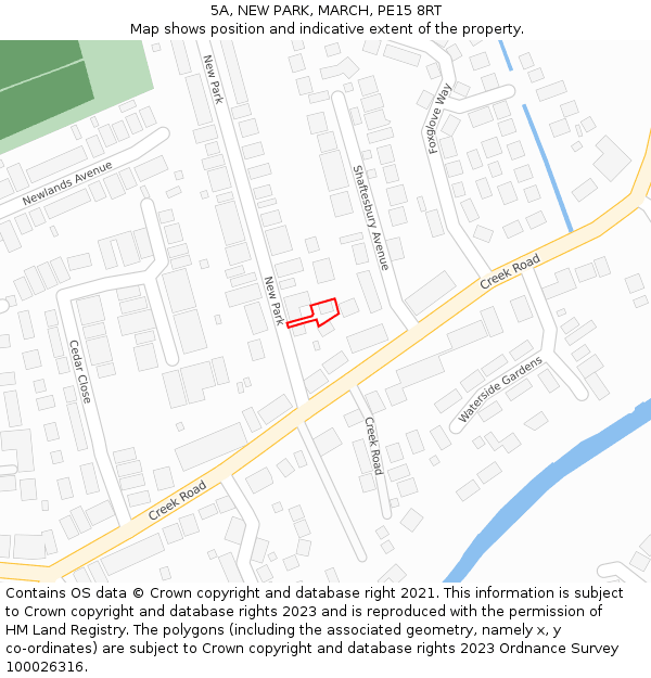 5A, NEW PARK, MARCH, PE15 8RT: Location map and indicative extent of plot