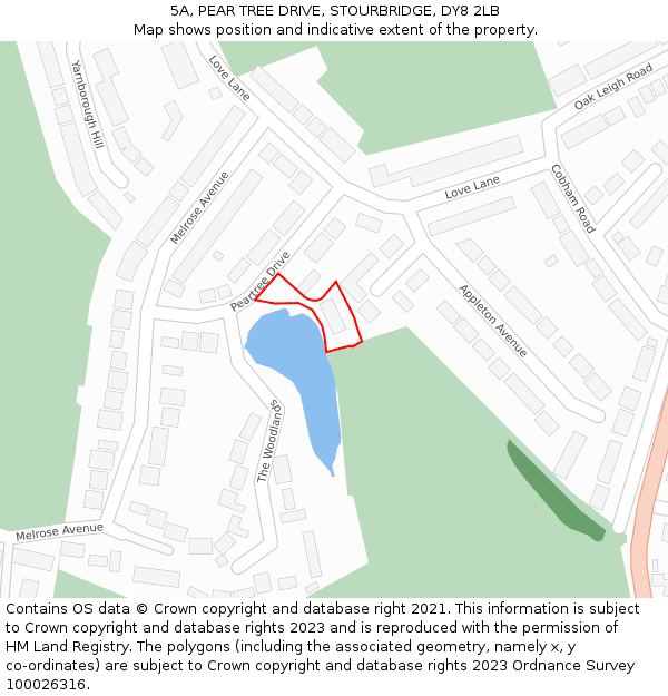 5A, PEAR TREE DRIVE, STOURBRIDGE, DY8 2LB: Location map and indicative extent of plot