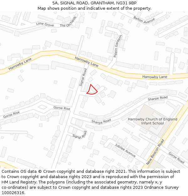 5A, SIGNAL ROAD, GRANTHAM, NG31 9BP: Location map and indicative extent of plot