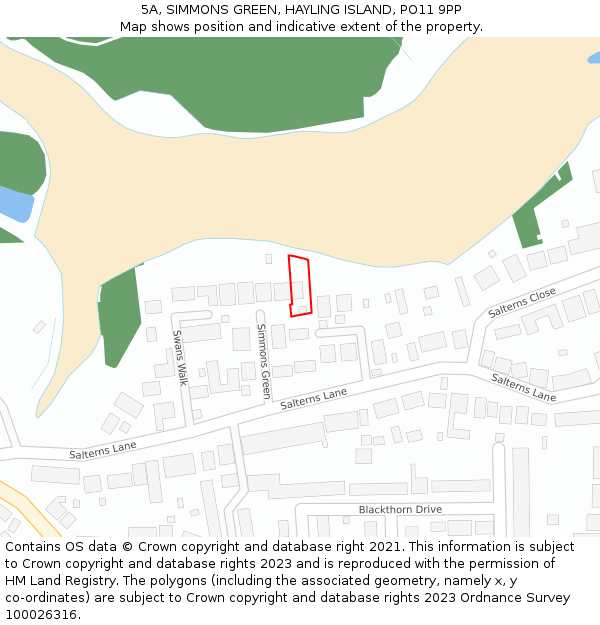 5A, SIMMONS GREEN, HAYLING ISLAND, PO11 9PP: Location map and indicative extent of plot