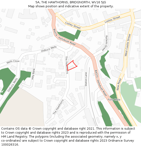 5A, THE HAWTHORNS, BRIDGNORTH, WV16 5JG: Location map and indicative extent of plot