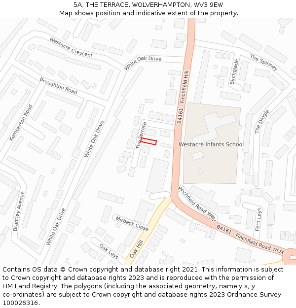 5A, THE TERRACE, WOLVERHAMPTON, WV3 9EW: Location map and indicative extent of plot