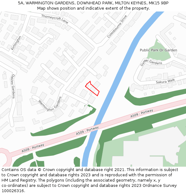 5A, WARMINGTON GARDENS, DOWNHEAD PARK, MILTON KEYNES, MK15 9BP: Location map and indicative extent of plot