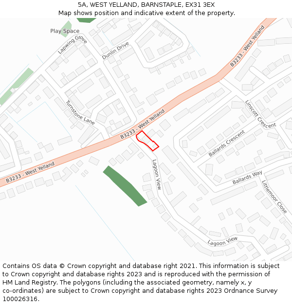 5A, WEST YELLAND, BARNSTAPLE, EX31 3EX: Location map and indicative extent of plot